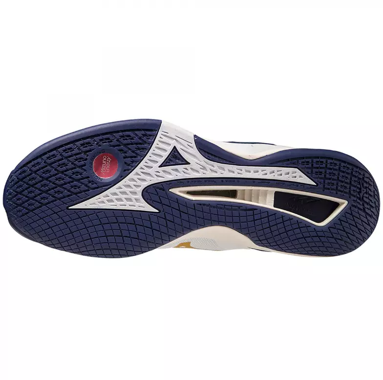 Mizuno, Wave Stealth Neo, White/Blue Ribbon/Gold, Hallsko - Image 3